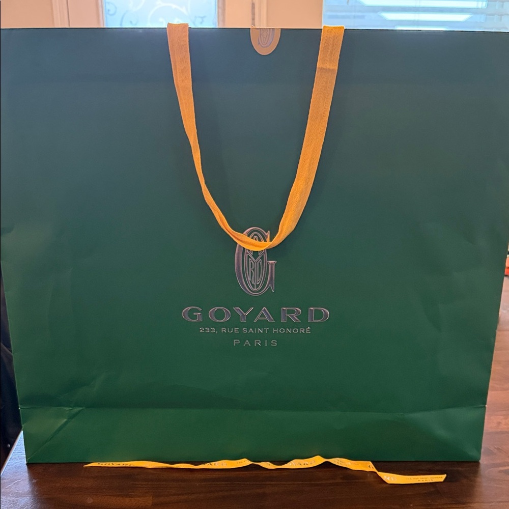 Goyard Green Shopping Bag with Yellow Handles